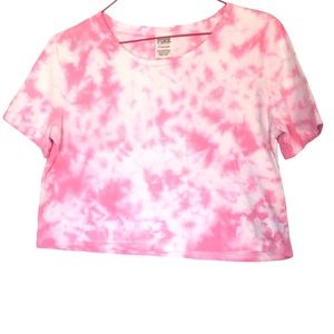 PINK Victoria’s Secret Pink Tie Dye Crop Short Sleeve Shirt, S